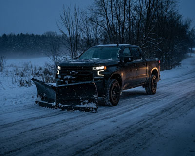 V-Plow mounted to a Chevy truck